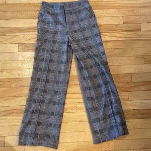 Grey and black Size 13 straight legged checkered work pants.